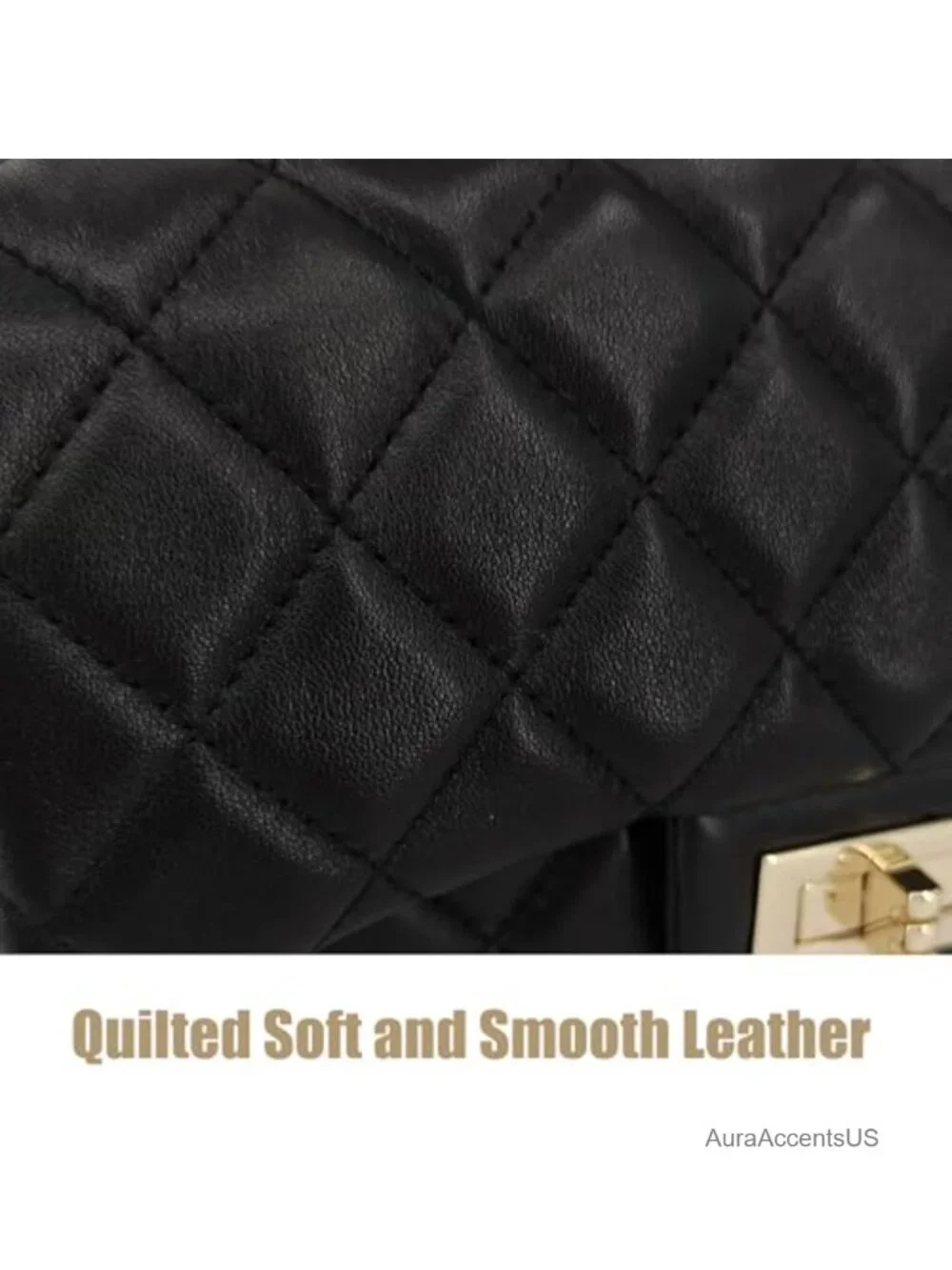 Quilted Leather Crossbody Bag with Gold Chain Strap and Top Handle